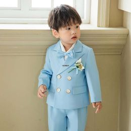 Newborn Baby Boys Birthday Suit Prince Kids Green Blazer Vest Pants Photograph Dress Children Wedding Party Performance Costume