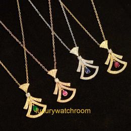 New Classic Fashion Bolgrey Pendant Necklaces 18K Gold Necklace Colorful Skirt Pink Blue Fan Red Emerald Female