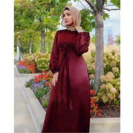 Ethnic Clothing Satin Women Muslim Long Maxi Dresses Abaya Dubai Islam Arabic Robe Kaftan Turkey Ramadan Caftan Eid Gown Vestido
