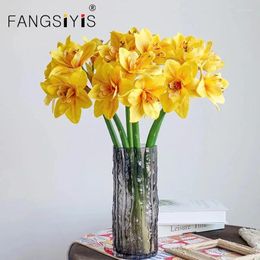 Decorative Flowers 62cm Artificial High-grade PU Soft Rubber Clivia Vermilion Wedding Pography Home Table Living Room Office Decoration