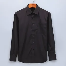 Men's Dress Shirts Classic Black French Cufflinks Business Long Sleeve Shirt Lapel Men Social 4XL 5XL 6XL Regular Fit