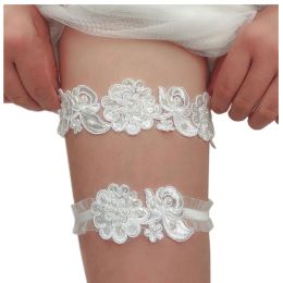 Kyunovia wedding garter Flower Pearl Garter Party Bridal Accessories Cosplay Sexy Lace Elastic Leg Garter Belt BY30