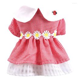 Dog Apparel Princess Dresses Puppy Dress Pet Skirt Plaid Summer Clothes For Small Medium Cat Costume