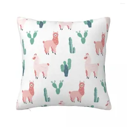 Pillow Alpaca And Cactus Pattern Illustration Pillowcase Cover Decorative Animal Throw Case Home Zipper 45 45cm