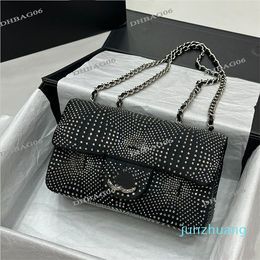 Designer -Shiny Rhinestone Decoration Women Designer Classic Flap Bag Silver Metal Hardware Matelasse Chain Paisley 20cm Luxury Cross Body Shoulder Handbag Coin P