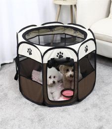 Portable Folding Pet Carrier Tent Dog House Playpen Multifunctionable Cage Dog Easy Operation Octagon Fence Breathable Cat Tent2576967