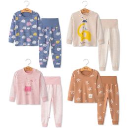 Children's Autumn Long sleeved t shirt + pants sports set Kids Pyjamas Boys Girls Pamas Baby Sleepers Sleepwear 2-6y L2405