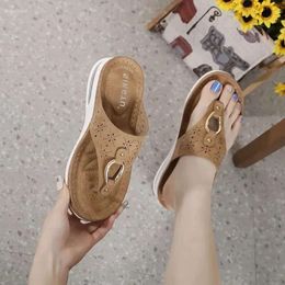 Sandals Summer 2024 Bohemian Women Wedge Leather Casual Female Platform Slippers Shoes Ladies Comfortable Bea 2d0