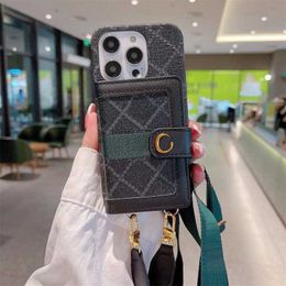 Crossbody Phone Case Designers IPhone 14 Cases For IPhone 13 12 11 Pro Max Plus Checked Embroidery With Cardbag Cell Phone Shell 00