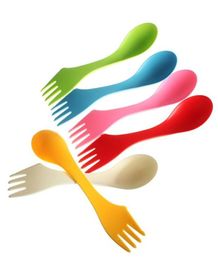 6pcsset 3 In 1 Spoon Fork Knife Outdoor Camping Hiking Utensils Plastic Spork Combo Travel Tableware5788161