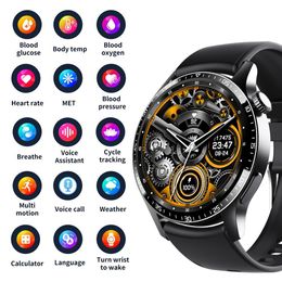 F207 smart watch for men women non-invasive blood sugar body temperature and heart rate detection sports watch Bluetooth call watch suitable for IOS Android Hongmeng