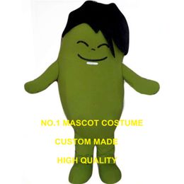 Cute green boy mascot costume adult size health theme cartoon bean anime costumes carnival fancy dress kits 2513 Mascot Costumes