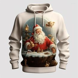 Men's Hoodies Santa Claus Patter Printed Men Autumn Winter Hoodie Comfortable Street Vintage Clothes