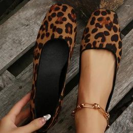 Casual Shoes 2024 Women Flats Loafers Square Toe Walking Female Fashion Leopard Print Sneakers
