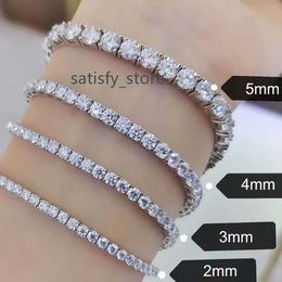 Wholesale 925 Silver 2mm 3mm 4mm 5mm Moissanite Chain Bracelet HipHop Diamond Tennis Chain Bracelet For men or women