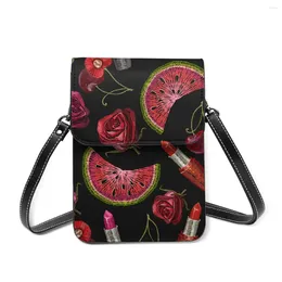 Shoulder Bags Women Crossbody Mini Phone Bag Embroidery Cherry And Summer Flowers Small Female Ladies Messenger