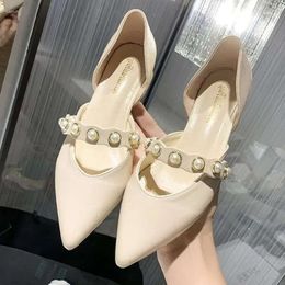 Women Sandals 2024 Soft Toe Leather Cap Hollow Women's Shoes Thick Heels Middle Summer Fashion All-match Pointed Pu 5a4 's