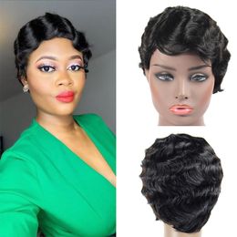 Curl Wigs Lace Wigs Naturally Short Bobo Wigs Water ripples straight Human Hair Wig For Women Real Daily Party