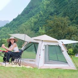 Tents And Shelters Instant Up Tent Double Layer Family With Mesh Window Portable One-Touch Foldable 4-6 People For Hiking Backpacking