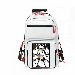 Satoru Fujinuma backpack Boku dake ga Inai Machi daypack school bag Cartoon Print rucksack Casual schoolbag White Black day pack