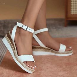 Ankle Strap Sandals Women for White Summer Plus Size Casual Ladies Wedge Lightweight Non Slip Platform Sandalias b91 Platm