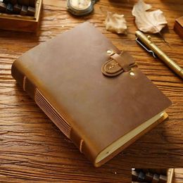 Notepads Wholesale Vintage Leather Bound Journal Genuine Er Blank Pages Paper Diary Unlined Handmade Sketch Notebook Gift Drop Deliver Ot6Tv