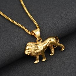 14K Gold Lion Necklace for Women Men Golden Lions Pendant Animal Jewelry,Africa Lion Ethiopian Best Gift