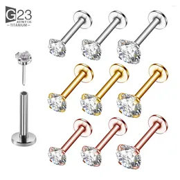 Stud Earrings 10pcs G23 Titanium Labret Piercing 16G Lip Ring Crystal Tragus Earring Cartilage Body Pircing Jewelry