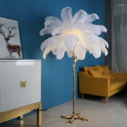 Table Lamps Modern Ostrich Feather Floor Lamp Designer Resin Tree Standing For Living Room Bedroom Desk E27 Creative Lights