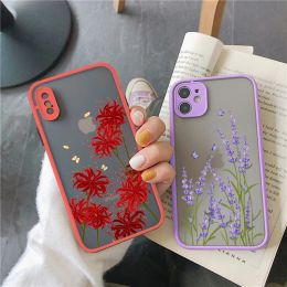 Butterfly Lavender Higan Flower Phone Case For iphone 7 8 plus 12 13 mini 11 15 14 pro max X XR XS Max Shockproof Shell Cover