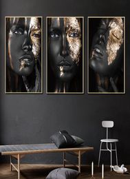 African Cuadros Black And Gold Woman HD Oil Painting on Canvas Posters And Prints Scandinavian Wall Art Pictures for Living Room4144003