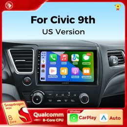 Car dvd Radio for Honda Civic 9 9th US Sender Coupe Carplay Android Auto Qualcomm Car Stereo Multimedia Player DSP 48EQ 2 Din