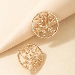 Stud Earrings 2024 Style Hollow Tree Leaf For Women Vintage Gold Colour Geometric Metal Alloy Earring Wedding Jewellery