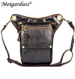 MEIGARDASS Genuine Leather Belt Waist Bags Travel Men Messenger Shoulder Bag Fanny Pack Motorcycle Thigh Leg Drop Bag Waist Pack7276303