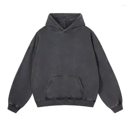 Men's Hoodies Gothic High Weight 450g Cotton Men Women Acid Wash Vintage Streetwear Oversized Sweatshirt Y2k Clothing