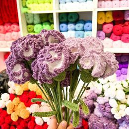 Decorative Flowers Knitted Carnation Excellent Bright Colour Creative Pography Prop Crocheting Flower