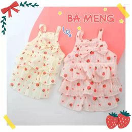 Dog Apparel Summer Pet Strawberry Dress Cake Teddy Cat Clothes Cute Skirt Ins Sling Puppy
