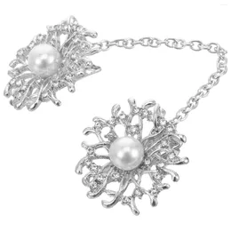 Brooches Rhinestone Sweater Clip Collar Clips Pearl Silver Shawl Chain Classic Jewelry Corsages Scarf Buckles Holders For