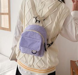 School Bags Corduroy Mini Bag Classic Solid Color Shoulder S/M/L Multiple Pockets Backpack Soft Unisex Female Commuter Travel