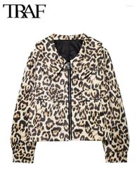 Women's Jackets Women Jacket 2024 Zipper Embellishment Short Lapel Leopard Print Fashion Long Sleeve Streetwear Outerwear