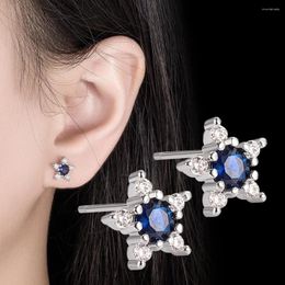 Stud Earrings 925 Sterling Silver Blue Star Crystal Elegant For Women Luxury Jewellery Wholesale Money GaaBou Jewellery