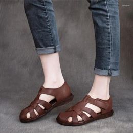 Casual Shoes Birkuir Weave Hollow Out Sandals For Women Closed Toe Hook Loop Genuine Leather Low Heel 2cm Wedges 2024 Beach Ladies