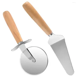 Baking Tools Pizza Wheel Pastry Slicer Transfer Stainless Steel Wood Accessories For Dessert