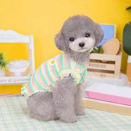 Dog Apparel Beautiful Pet Dress Flower Decor Decorative Breathable Colour Stripes Pullover Shirt