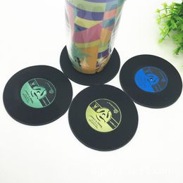 1/4Pcs/set Retro glass coaster set Vinyl Record Drinks Mat Coasters Table Cup Mat Coffee Placemat PVC drinks Home Decor coaster