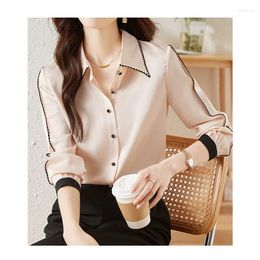 Women's Blouses Spring 2024 Chic Chiffon Shirt Womens Blouse Casual Long Sleeve Shirts Single Breasted Elegant Female Top Ladies Blousas