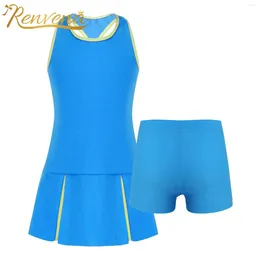 Clothing Sets Girls Tennis Dress Kids Sport & Shorts Sportswear Children Clothes For Gym Exercise Badminton Golf Sports