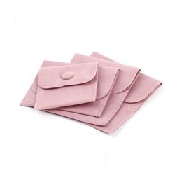 Jewelry Pouches Bags Gift Packaging Envelope Bag With Snap Fastener Dust Proof Necklace Bracelets Rings Made Of Pearl Veet Pink Blue C Ot4Zu