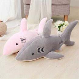 Stuffed Plush Animals 45/80cm Cute Colourful Shark Plush Toy Soft Stuffed Speelgoed Animal Reading Pillow For Birthday Gifts Cushion Doll Gift For Kids