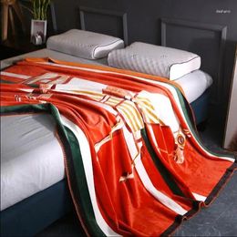 Blankets Luxury Horse Orange Blanket Nordic Velvet Thickened Sofa Super Soft Warm Throw Bedding Home Office Decorative